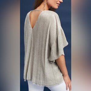 Anthropologie Vanessa Virginia Silver Metallic Top